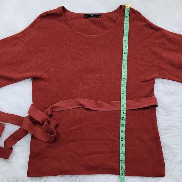 Peruvian Connection -342 Orange Brick Tied Tunic Sweater Size XS - Picture 7 of 7